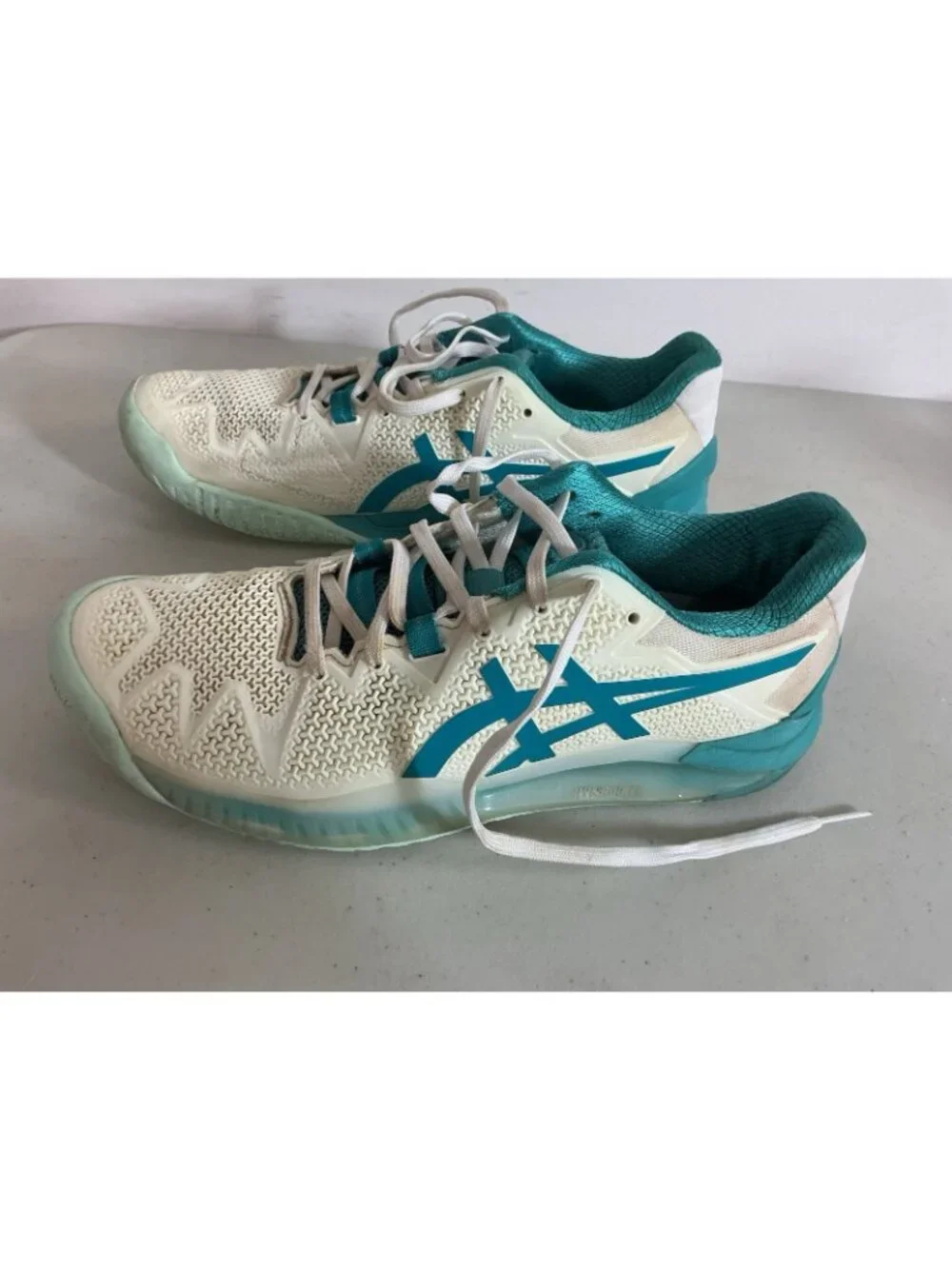 Asics Gel Resolution Tennis Shoes Sneakers White Lagoon Womens 8.5